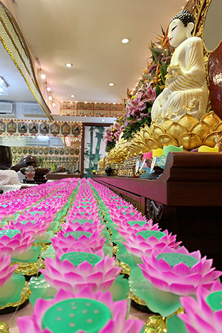 ◎ 禪淨中心設置供燈祈願,盼疫情遠離。圖╱佛光山澳門禪淨中心提供