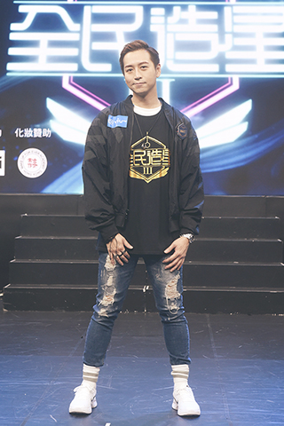 ◎ 昨日,ViuTV大型偶像育成節目《全民造星III》在香港舉行記者會。圖為跳唱組合E-kids成員林咏倫。他年屆四十歲,是最大年紀的參賽者。