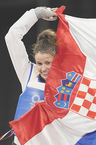 ◎ 打敗英國對手,克羅地亞尤里奇獲女子跆拳道六十七公斤級東奧金牌。(美聯社)