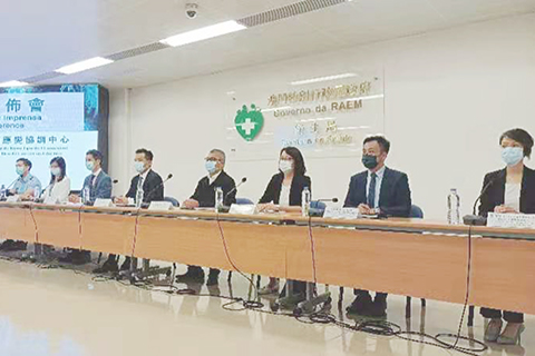 ◎ 應變協調中心昨日舉行記者會。