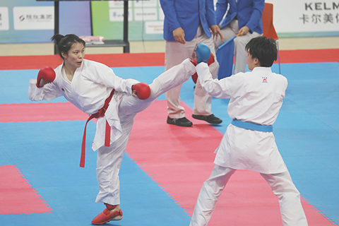 ◎ 黃淑怡角逐組手賽事,曾勝甘肅選手。