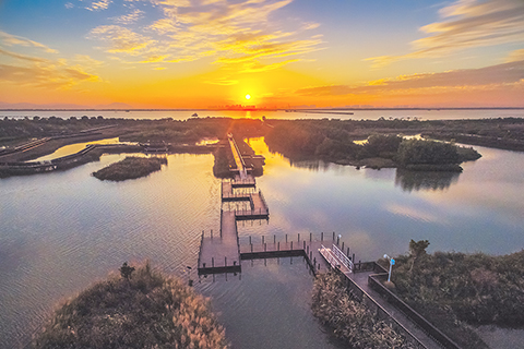 ◎ 芒洲濕地九曲夕照。(鄧樹寧攝影)