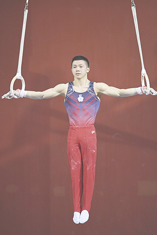 ◎ 台北運動員林冠儀奪得體操亞錦賽吊環季軍。(新華社發)