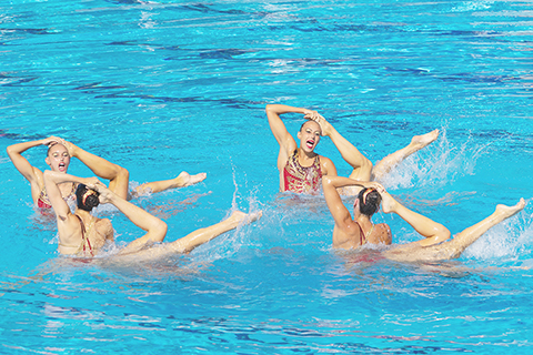 ◎ 六月二十日,二0二二年世界游泳錦標賽花樣游泳女子團體自由組合決賽在匈牙