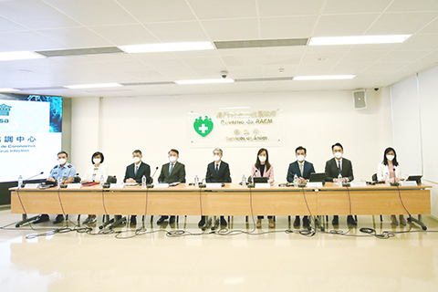 ◎ 新型冠狀病毒感染應變協調中心昨日舉行記者會。