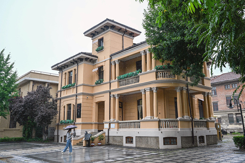 ◎ 天津意式風情區內的一座意式風格建築(七月廿八日攝)。(新華社記者孫凡越 攝)