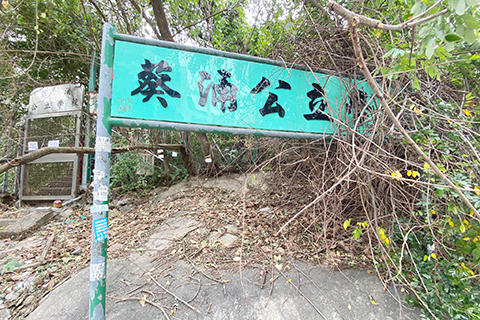 路旁的學校名牌。