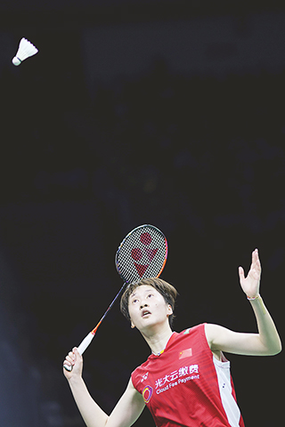 ◎ 五月十八日,在江蘇蘇州舉行的二0二三年蘇迪曼杯世界羽毛球混合團體錦標賽A組小組賽中,中國隊五比0丹麥隊。圖為中國隊選手陳雨菲在女子單打比賽中。(中新社記者 泱波 攝)