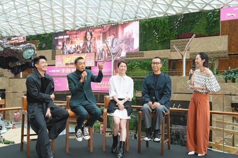 ◎ (左至右)柯煒林、發哥、靚靚、導演潘耀明一同分享拍攝難忘經歷。