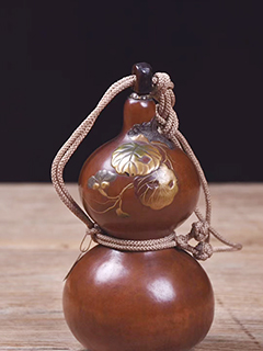 日本明治時期金蒔繪老葫蘆