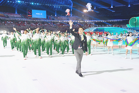 ◎ 澳門團團長龔志明領軍出席學青運開幕式。