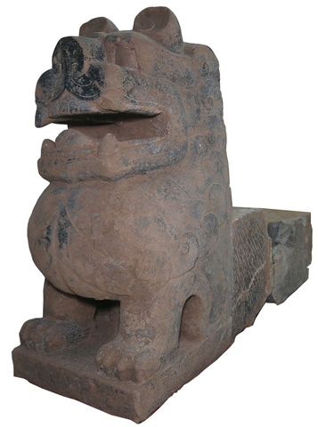 ◎ 二0二三年度「千秋門」遺址考古中出土的石獅門砧。(鄴城考古隊供圖)