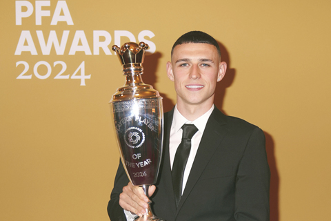 ◎ 菲爾科頓(曼城中場)當選英格蘭球員先生。(美聯社)