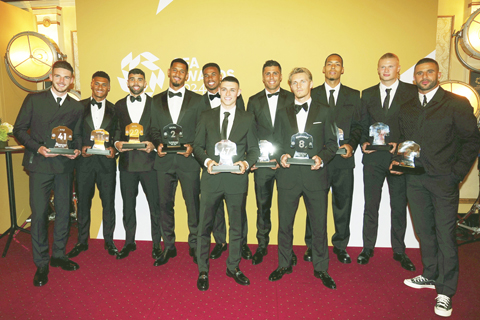 ◎ 英格蘭職業球員工會(PFA)昨日頒發各個獎項。(美聯社)