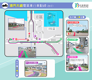 ◎ 澳門大橋電單車行車動線(氹仔)。