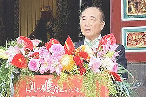 ◎ 台灣中華傳統宗教總會榮譽理事長王金平致詞。