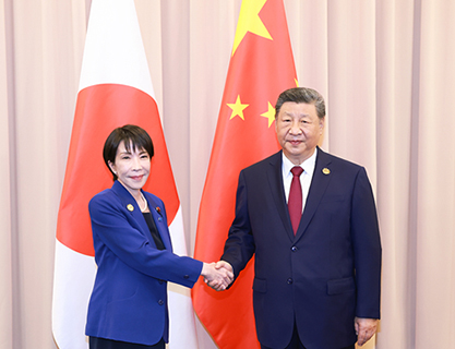 ◎ 當地時間十月三十一日下午,國家主席習近平在韓國慶州出席亞太經合組織第三十二次領導人非正式會議期間應約會見日本首相高市早苗。(新華社記者 丁林 攝)