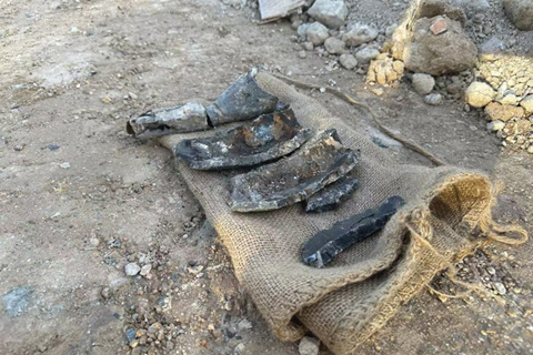 ◎ 十一月十五日,經香港警方安全處理後的迫擊炮彈外殼。 (香港警方供圖)