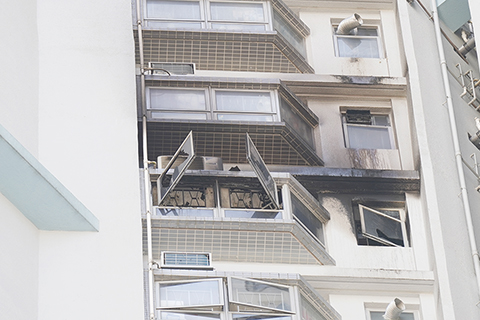 ◎ 火警事發的樓層。(中通社陳奕啟 攝)