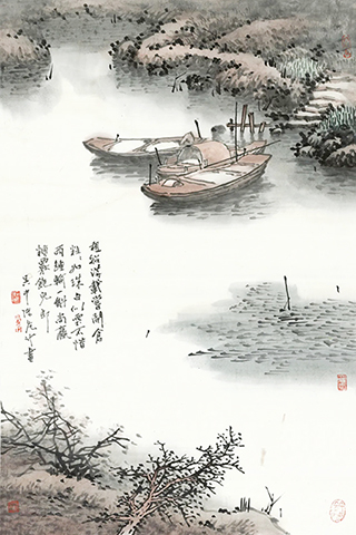 ◎ 四時田園雜興-秋日九(租船滿載嘗開倉)。